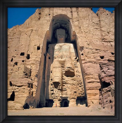 Framed Afghanistan, Bamian Valley, Great Buddha base Print