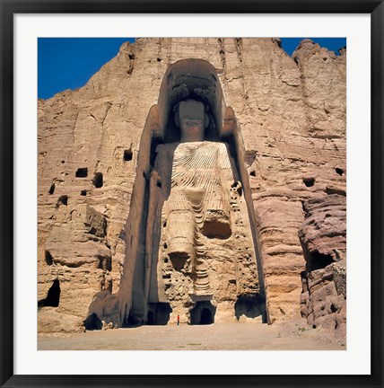 Framed Afghanistan, Bamian Valley, Great Buddha base Print