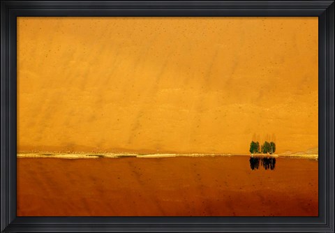 Framed Desert reflection. Badain Jaran Desert, Inner Mongolia, China. Print