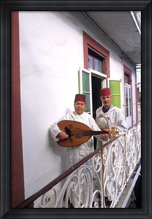 Framed Band with Ladud Guitar on Balcony, Tangier, Morocco Print
