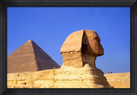 Framed Close-up of the Sphinx and Pyramids of Giza, Egypt Print