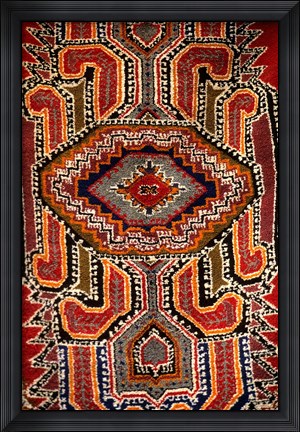 Framed Colorful Rug Artwork, Casablanca, Morocco Print