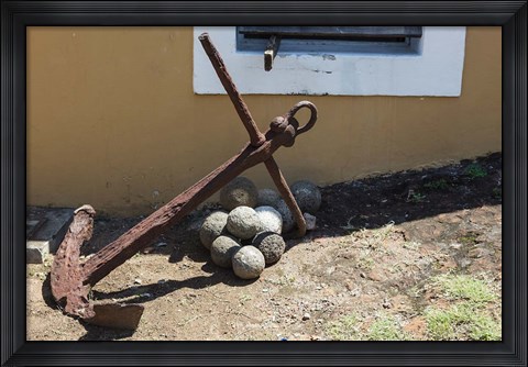 Framed Africa, Mozambique, Maputo. Anchor and cannonballs at the Old Fort. Print