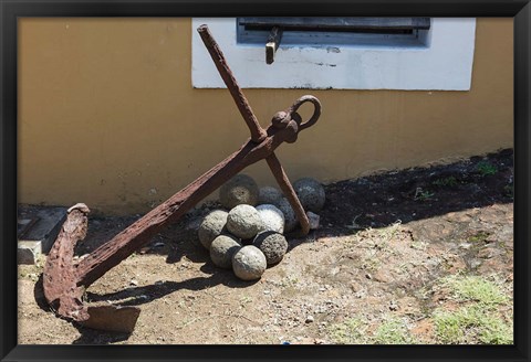 Framed Africa, Mozambique, Maputo. Anchor and cannonballs at the Old Fort. Print