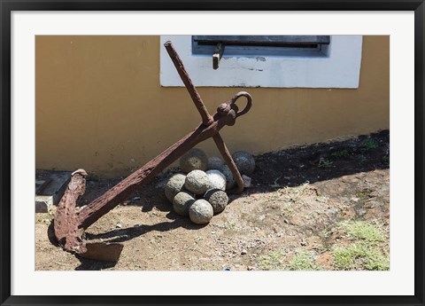 Framed Africa, Mozambique, Maputo. Anchor and cannonballs at the Old Fort. Print