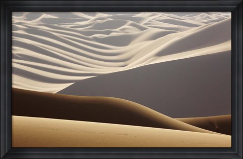 Framed Abstract of desert shapes, Badain Jaran Desert, Inner Mongolia, China Print