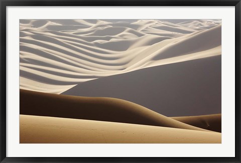 Framed Abstract of desert shapes, Badain Jaran Desert, Inner Mongolia, China Print