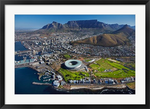 Framed Aerial of Stadium, Golf Club, Table Mountain, Cape Town, South Africa Print