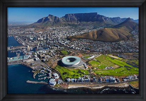 Framed Aerial of Stadium, Golf Club, Table Mountain, Cape Town, South Africa Print