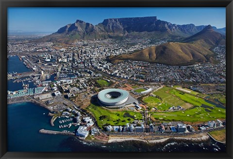 Framed Aerial of Stadium, Golf Club, Table Mountain, Cape Town, South Africa Print