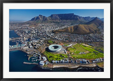 Framed Aerial of Stadium, Golf Club, Table Mountain, Cape Town, South Africa Print