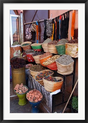 Framed Africa, Morocco, Marrakech. Spices of the mellah of Marrakech. Print