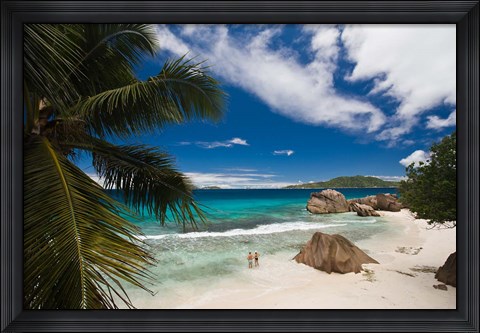 Framed Anse Patates Beach, La Digue Island, Seychelles Print