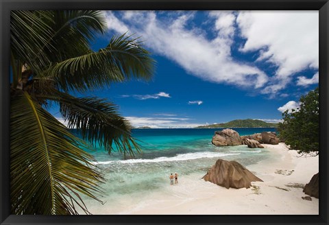 Framed Anse Patates Beach, La Digue Island, Seychelles Print