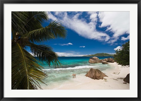 Framed Anse Patates Beach, La Digue Island, Seychelles Print