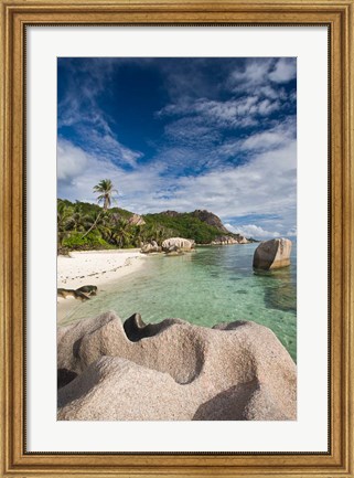Framed Anse Source D&#39;Argent Beach, L&#39;Union Estate Plantation, La Digue Island, Seychelles Print