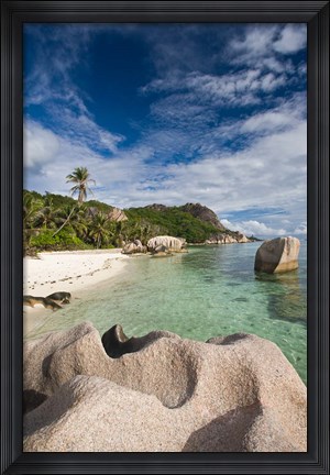 Framed Anse Source D&#39;Argent Beach, L&#39;Union Estate Plantation, La Digue Island, Seychelles Print