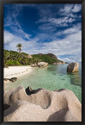 Framed Anse Source D&#39;Argent Beach, L&#39;Union Estate Plantation, La Digue Island, Seychelles Print