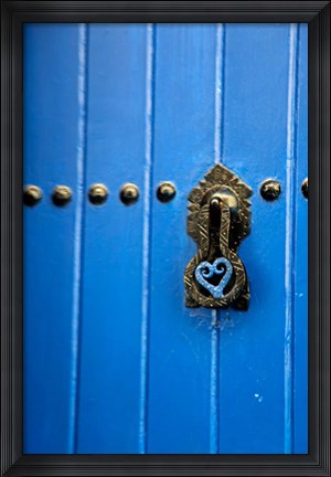 Framed Blue Door of Kasbah of Oudaya, UNESCO World Heritage Site, Rabat, Morocco, Africa Print