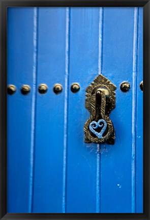 Framed Blue Door of Kasbah of Oudaya, UNESCO World Heritage Site, Rabat, Morocco, Africa Print