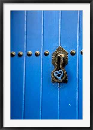 Framed Blue Door of Kasbah of Oudaya, UNESCO World Heritage Site, Rabat, Morocco, Africa Print