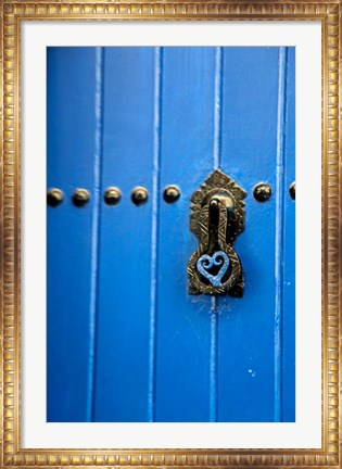 Framed Blue Door of Kasbah of Oudaya, UNESCO World Heritage Site, Rabat, Morocco, Africa Print
