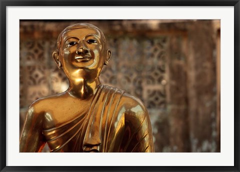 Framed Chaukhtatgyi Temple with golden figure, Yangon, Burma, Myanmar Print