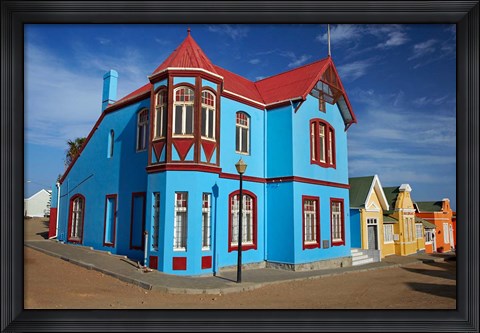 Framed Colorful German colonial architecture, Luderitz, Namibia Print