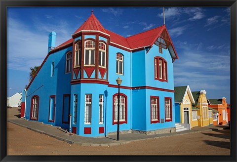 Framed Colorful German colonial architecture, Luderitz, Namibia Print