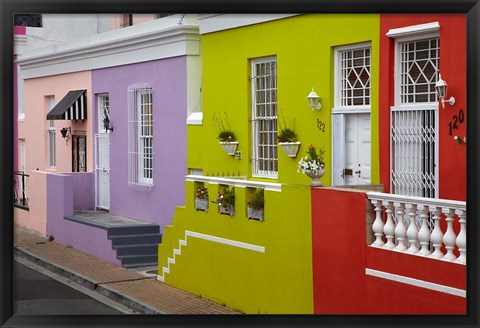 Framed Colorful houses, Bo-Kaap, Cape Town, South Africa Print