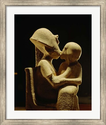 Framed Akhenaten with child, Egyptian Museum, Amarna, Cairo, Egypt Print
