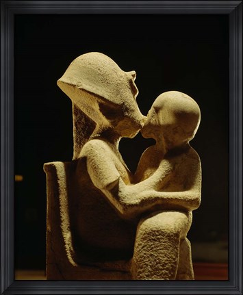 Framed Akhenaten with child, Egyptian Museum, Amarna, Cairo, Egypt Print