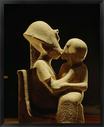 Framed Akhenaten with child, Egyptian Museum, Amarna, Cairo, Egypt Print