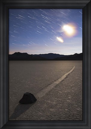 Framed Star trails at the Racetrack Playa in Death Valley National Park, California Print