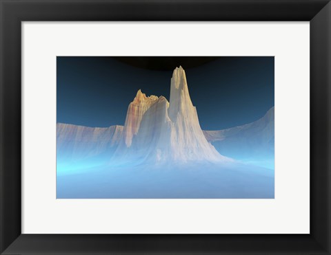 Framed canyon mountain is surrounded by mysterious blue mist Print