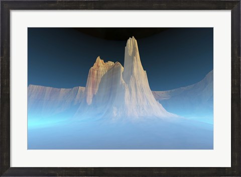 Framed canyon mountain is surrounded by mysterious blue mist Print