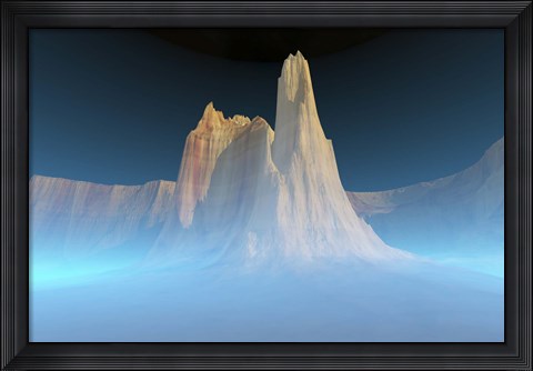 Framed canyon mountain is surrounded by mysterious blue mist Print
