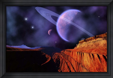 Framed Cosmic Landscape of Another Planet Print