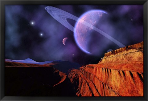 Framed Cosmic Landscape of Another Planet Print