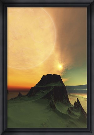 Framed Cosmic landscape on another world Print