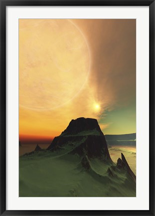 Framed Cosmic landscape on another world Print