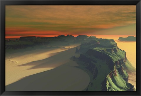 Framed sun sets on this desert landscape Print