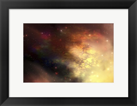 Framed beautiful nebula out in the cosmos with many stars and clouds Print