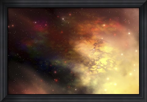 Framed beautiful nebula out in the cosmos with many stars and clouds Print