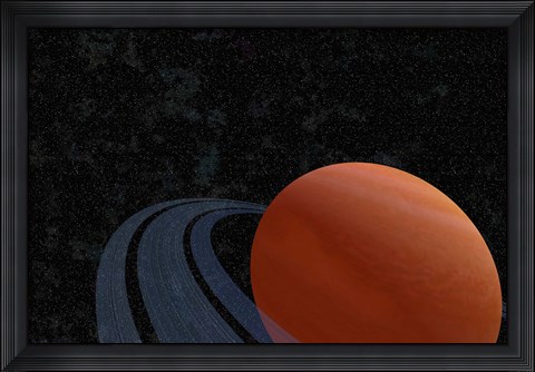 Framed beautiful planet with rings Print