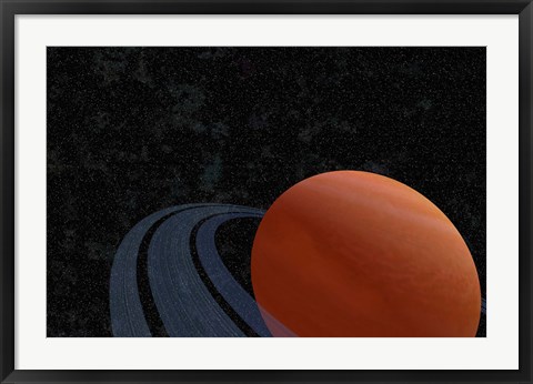 Framed beautiful planet with rings Print