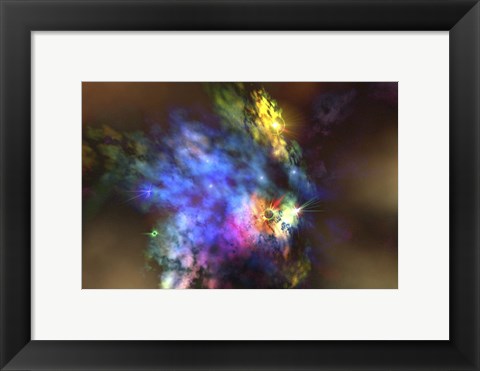 Framed colorful nebula in the universe Print