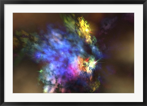 Framed colorful nebula in the universe Print