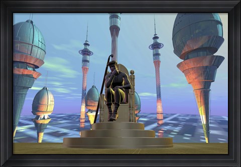 Framed King On His Throne in Futuristic World Print