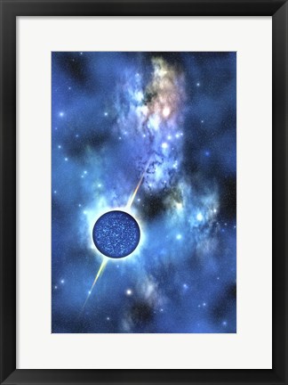 Framed large star with concentrated matter hovers in the cosmos Print